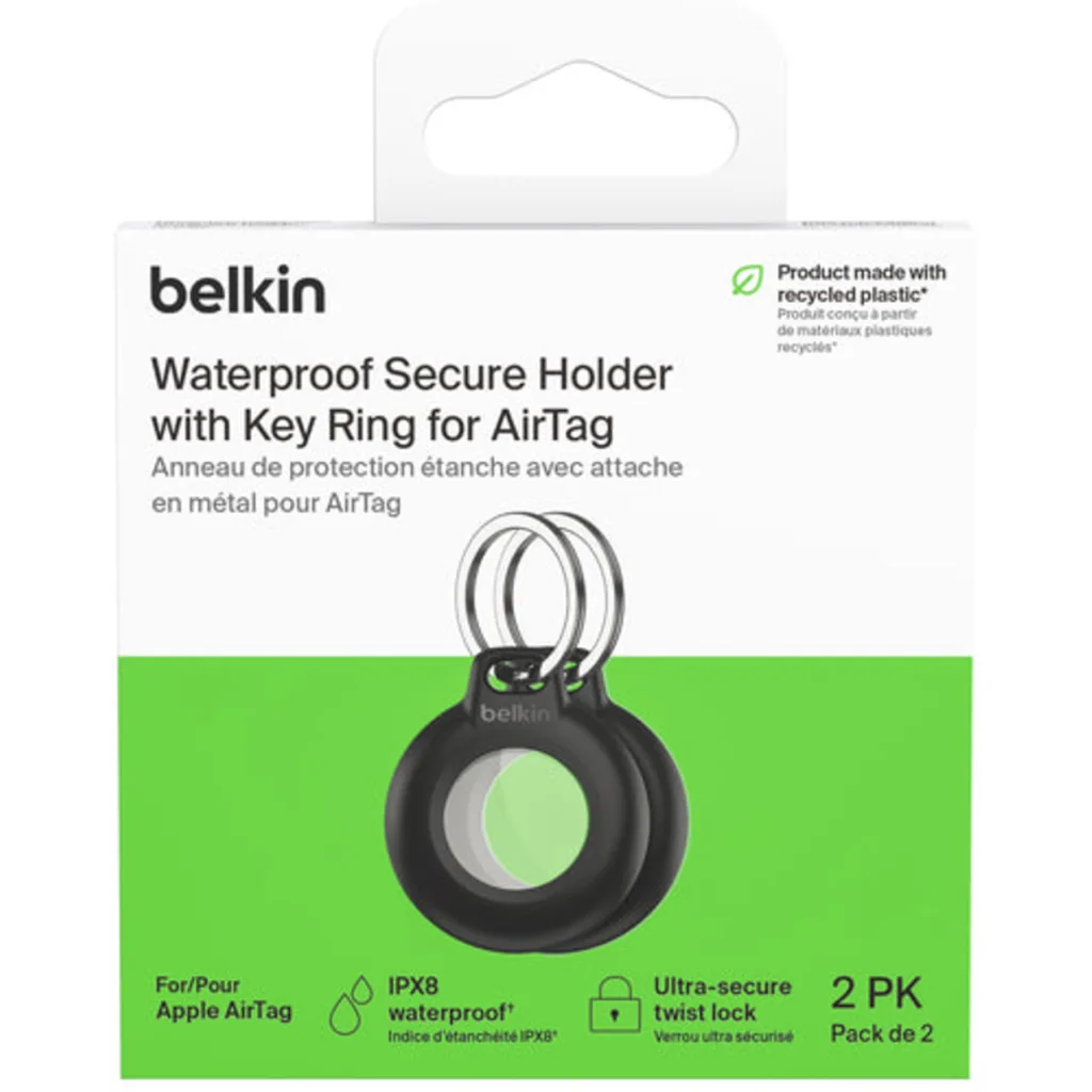 Imagen 2 de Pack de 2 llaveros para Airtag Belkin negro