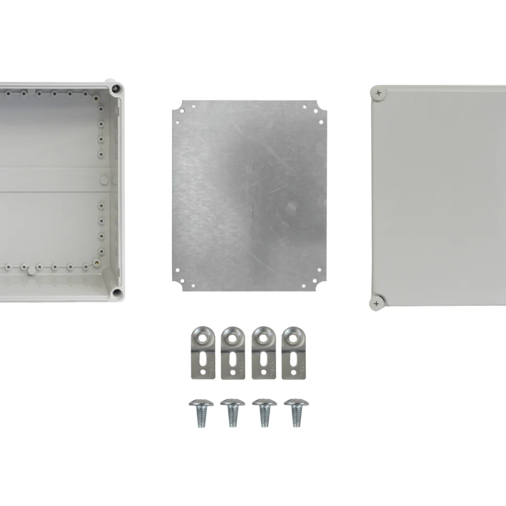 Imagen 4 de TIBOX 340x280x130mm Tapa-Gris Caja Gris Plastica c/Placa IP66 RoHS