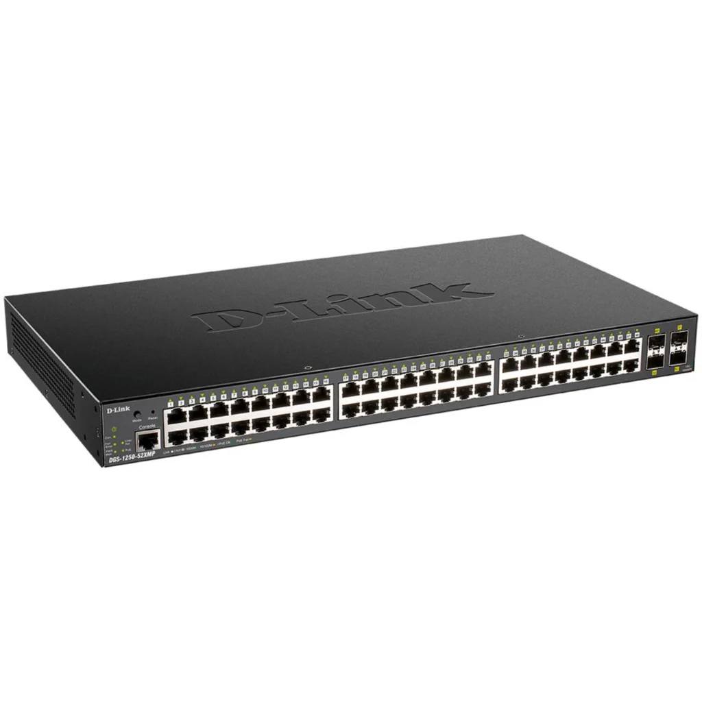 Imagen 1 de Switch D-Link DGS-1250-52X, 48 Ports 10/100/1000 Mbps + 4 Ports 10G SFP+ Smart M