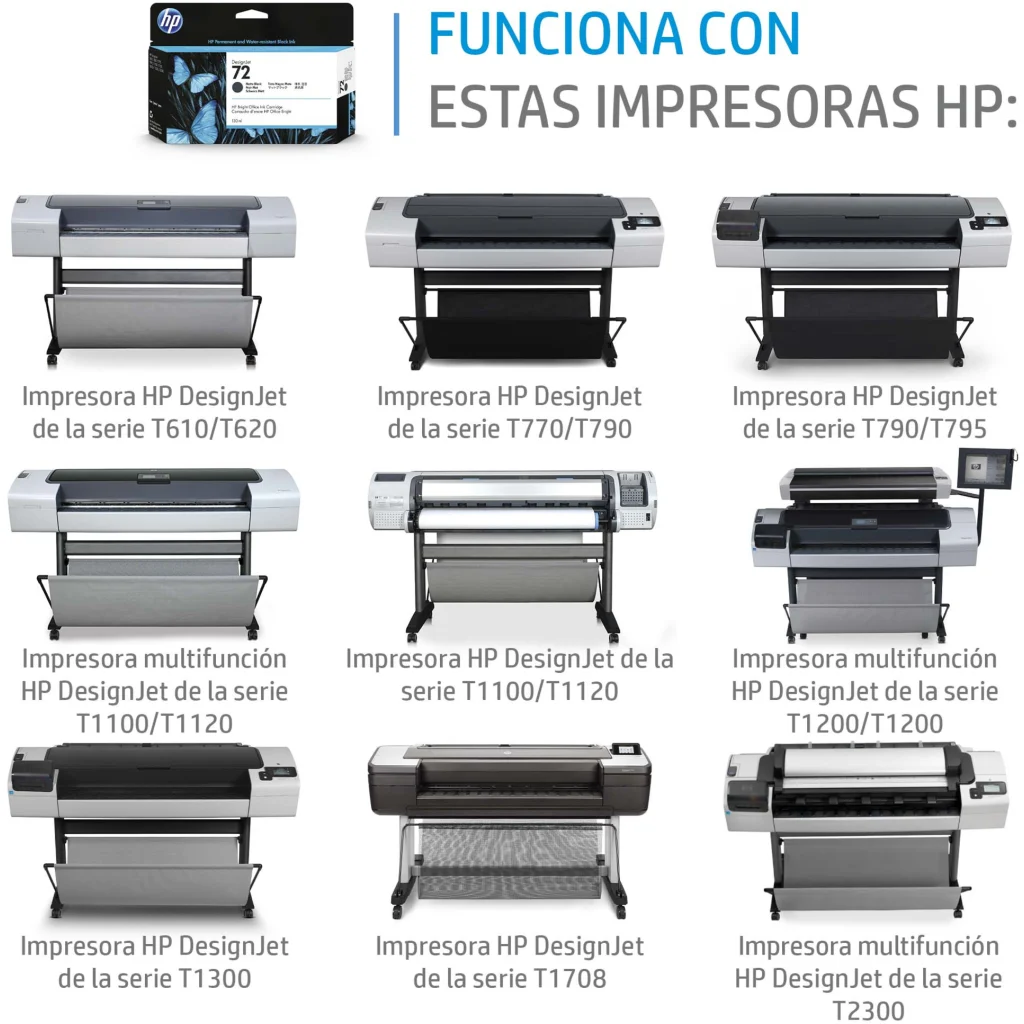 Imagen 2 de Cartridge HP 72 Negro Comp DesignJet T610 T620 T770 T1100 T1200 T120 130ml