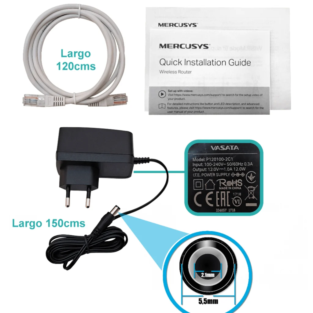 Imagen 2 de MERCUSYS WiFi6 AX1800 5GHz+2,4GHz 1201+574mbps 4-ant-fija 3-1000 1-WAN