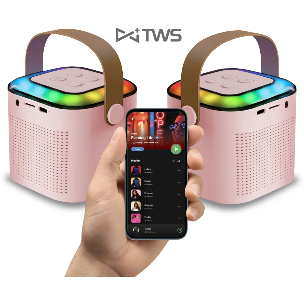 Imagen 2 de MLAB KARAOKE MY LIL FIRST SINGER CON LUZ RGB 1 MICROFONO INALAMBRICO PINK