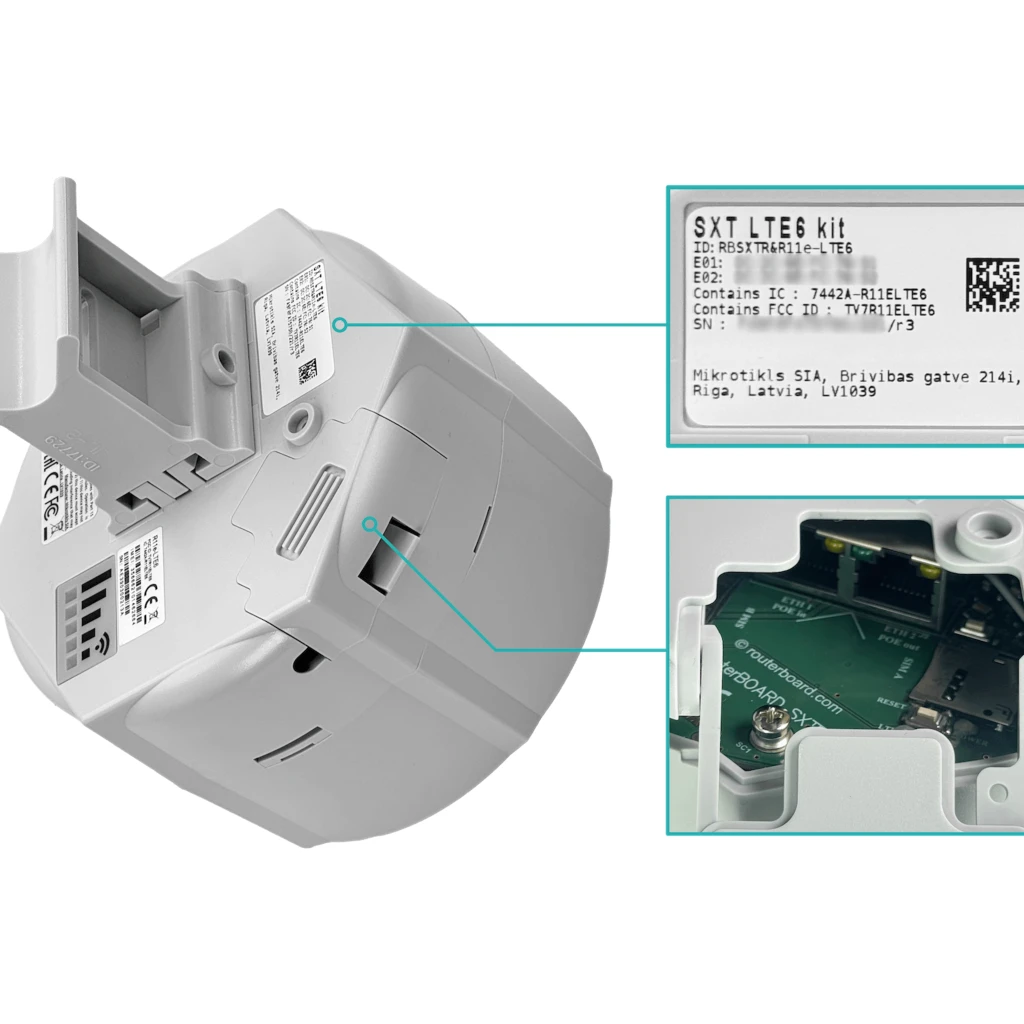 Imagen 1 de MIKROTIK CAT6 9DBI 300/50MBPS 3G 4G LTE 2-SIM 60º 2-100(AF) L3 NO-WIFI
