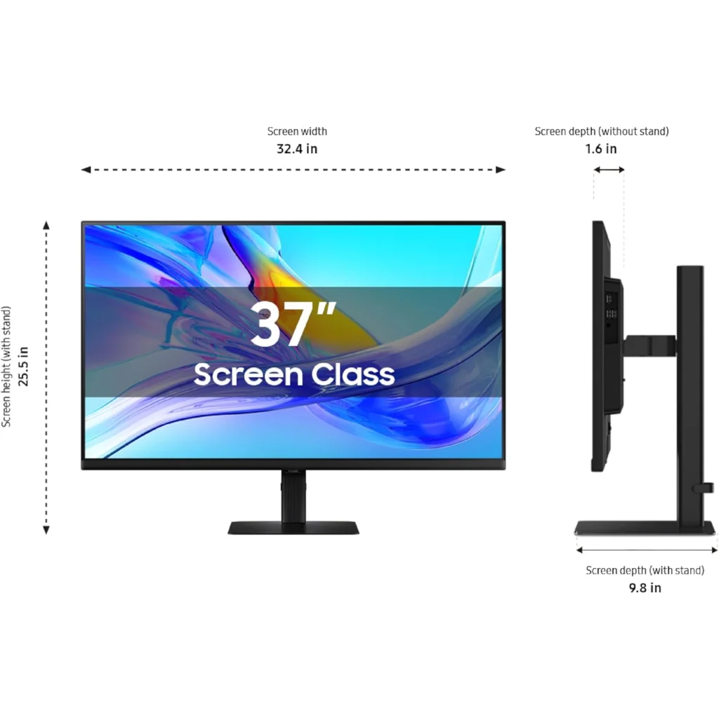 Imagen 5 de Monitor Samsung ViewFinity S8 37" 4K UHD USB-C DP HDMI RJ45 Altura Ajustable