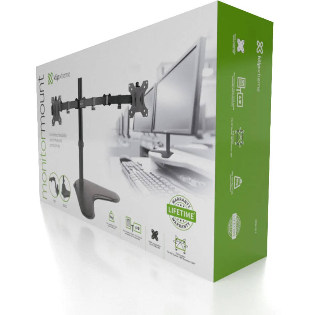 Imagen 5 de Soporte de Escritorio 2 Brazos para Monitor 13" a 32" Giro 180° Rot 360° - KLIPX