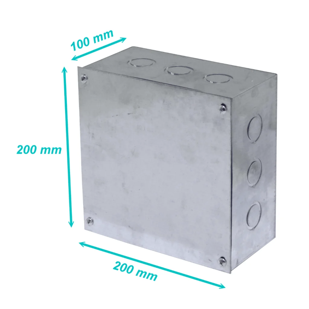 B22 Caja 200x200x100mm c/Tapa-205x205mm Zincada Metalica