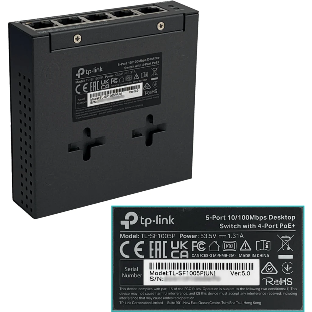 Switch TP-Link TL-SF1005P, 5 Puertos RJ45, 10/100 Mbps, Protección de sobrecarga