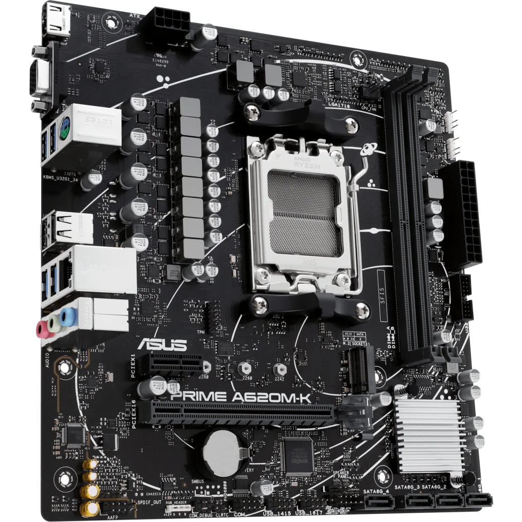 Imagen 2 de Tarjeta Made Asus PRIME A620M-K AMD AM5 2*DDR5 M.2 PS/2 HDMI VGA 4*USB3.2 mATX