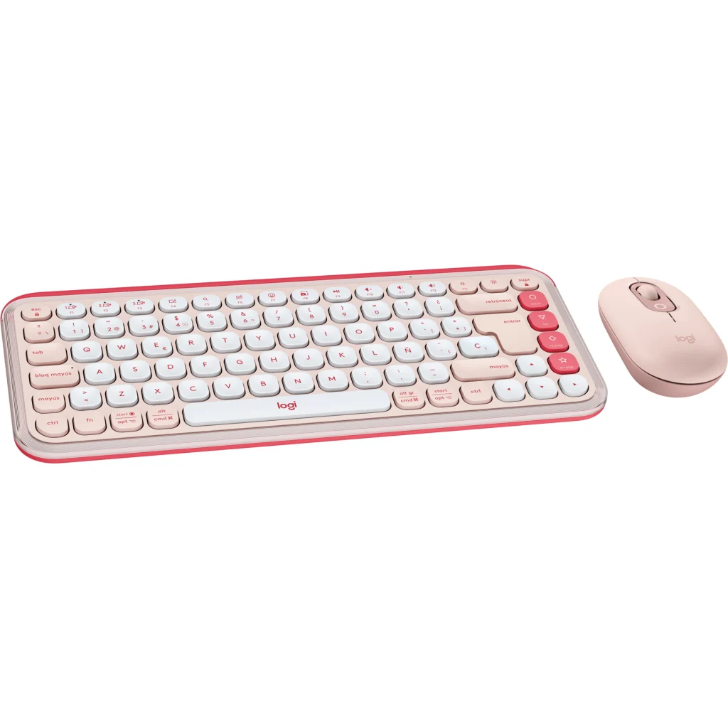 Imagen 2 de Kit Teclado Mouse Logitech Pop Icon Conectividad Inalámbrica BT Rosado/Blanco