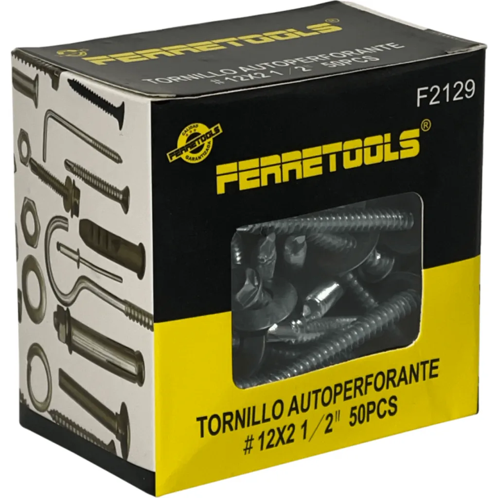 Imagen 1 de Hexagonal-8mm 50u. 12x2 1/2 Largo-64mm Zn Tornillo Autoperforante 2,5p