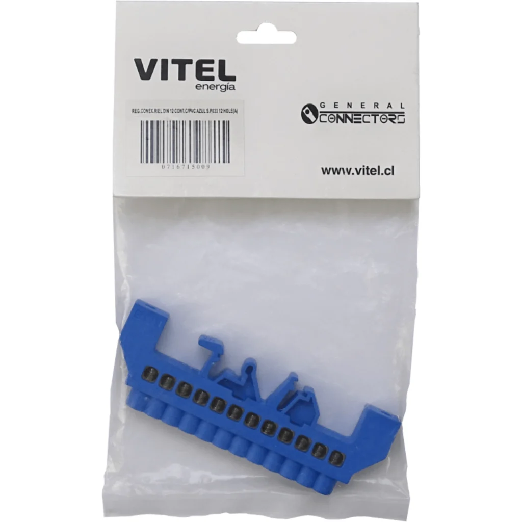 Imagen 3 de Regleta Azul 12-Conexiones 4mm Riel Din Distribucion Electrica