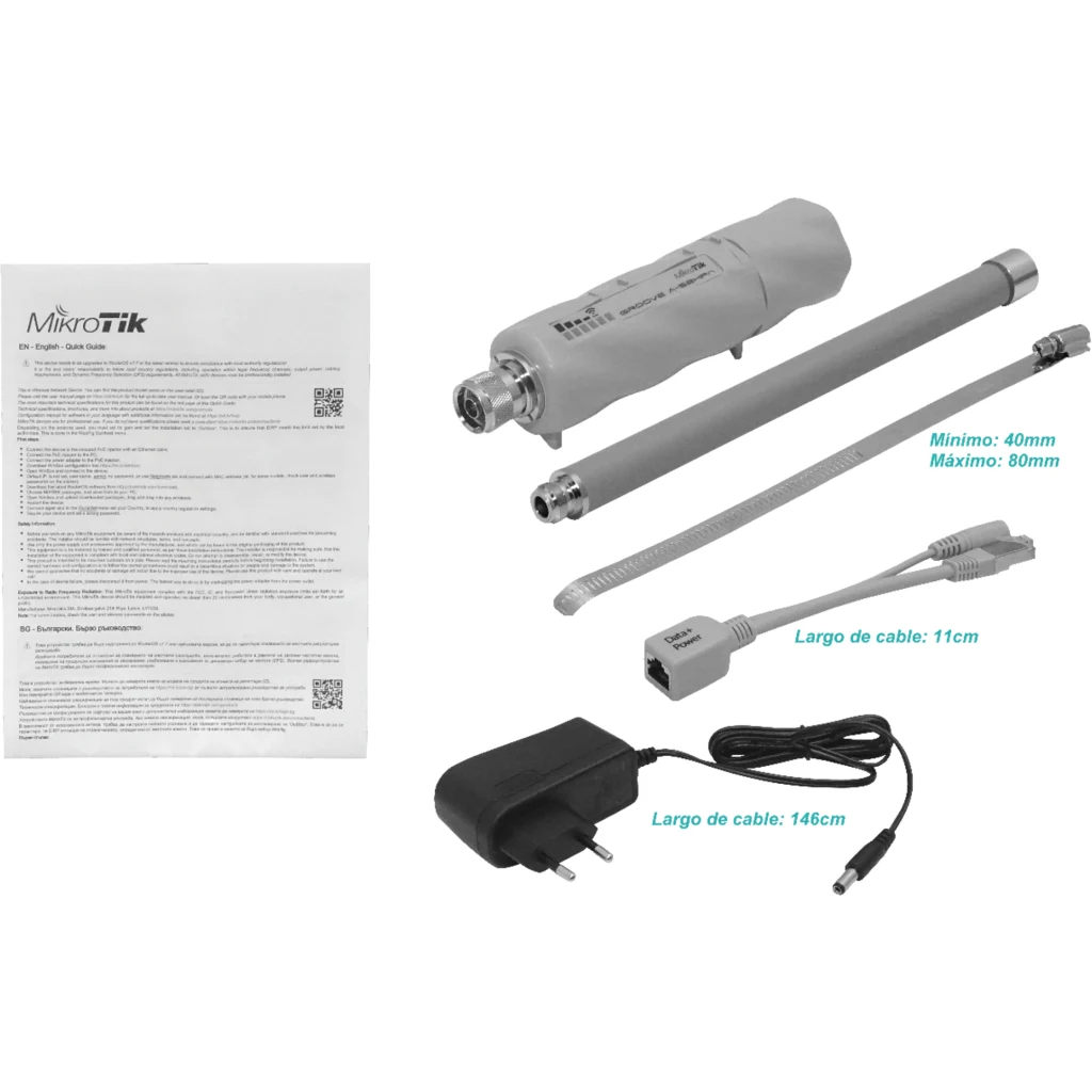Punto de Acceso RBGrooveA-52HPn MikroTik dual band Antena de 6dBi Pto 10/100