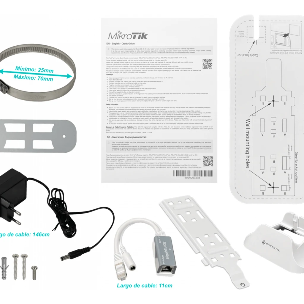 Imagen 3 de MIKROTIK Blanco Exterior 2,4/5GHz-2x2 25dBm 2,5dBi 2-1000 inc-24V L4
