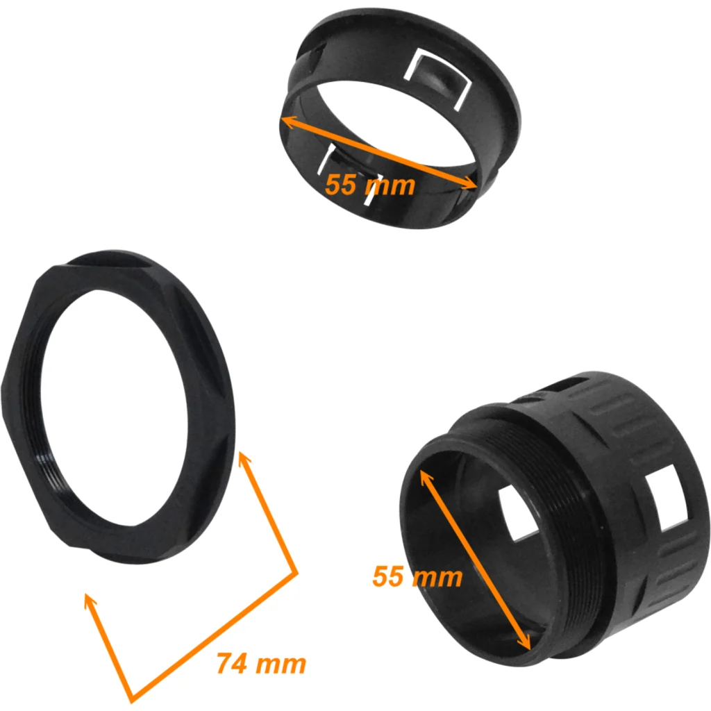 55mm Salida Caja Prensa Estopa p/Conduit Flexible Plastico Negro