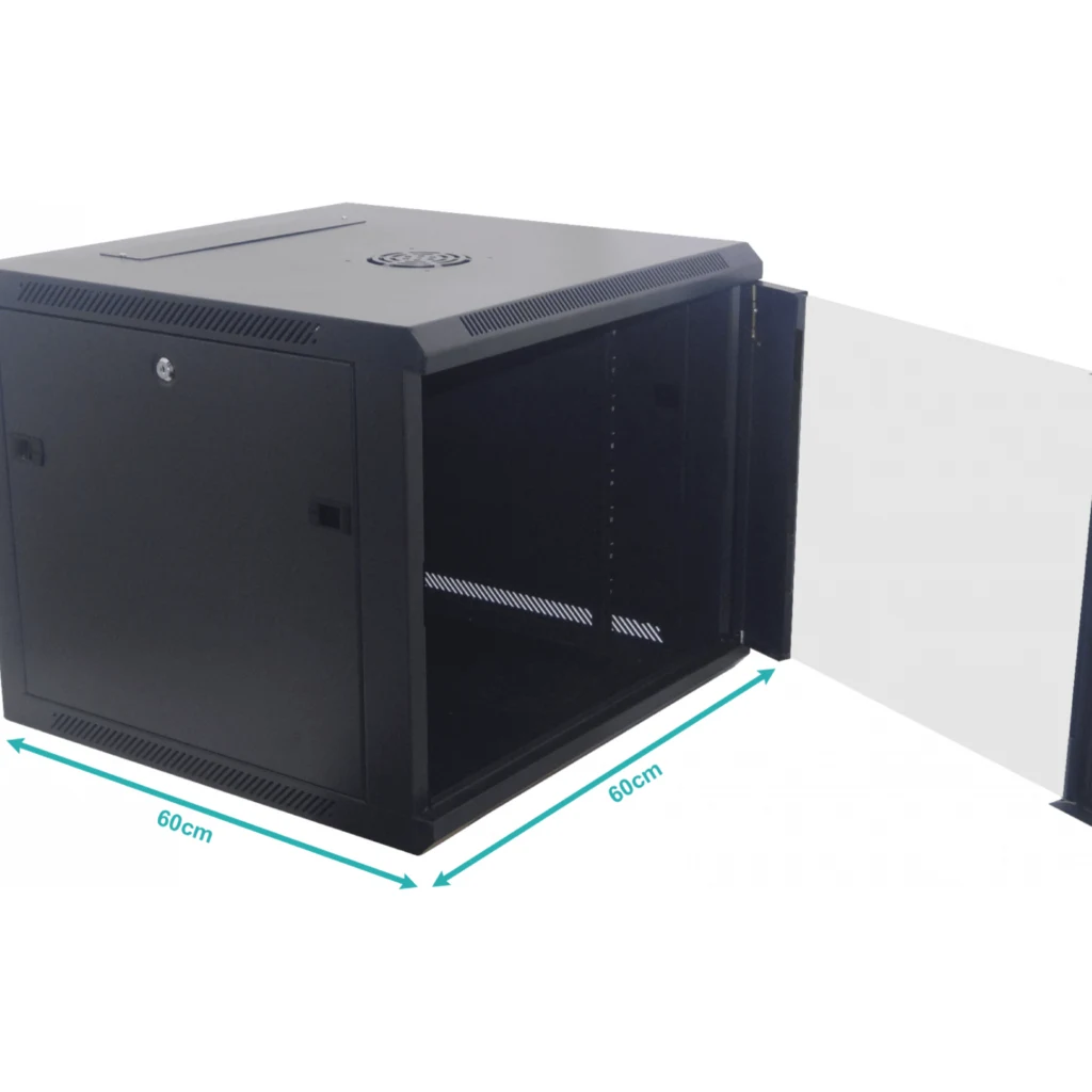 Imagen 3 de Gabinete Rack 60cm fondo 9U Pared Negro INC-M6-2U