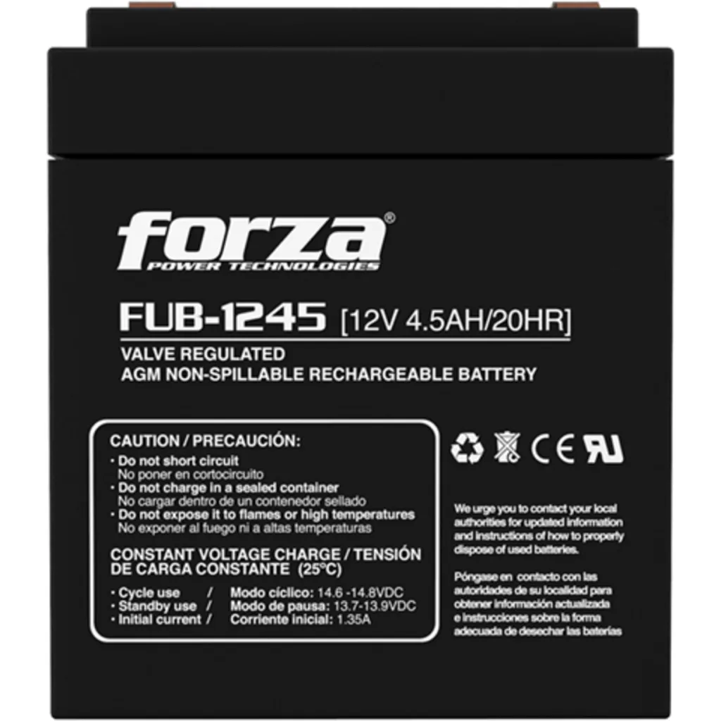 Batería Forza FUB-1245, para UPS 12V 4.5Ah Recargable