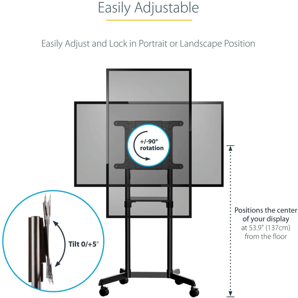 Imagen 2 de Soporte Pedestal para TV 37" a 70" VESA Piso Móvil Negro StarTech