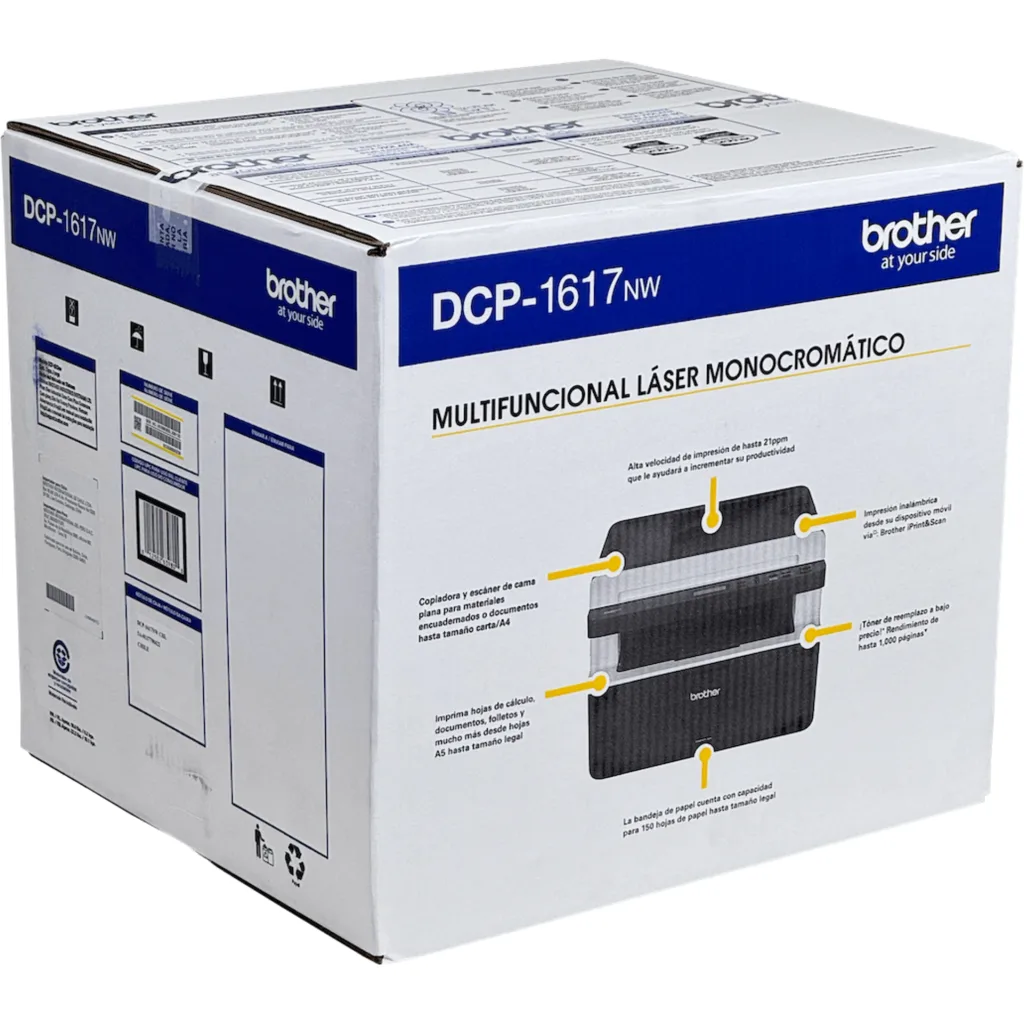 Imagen 6 de BROTHER Impresora Laser 21ppm 150h LAN-WiFi-USB 2400x600dpi DCP-1617NW