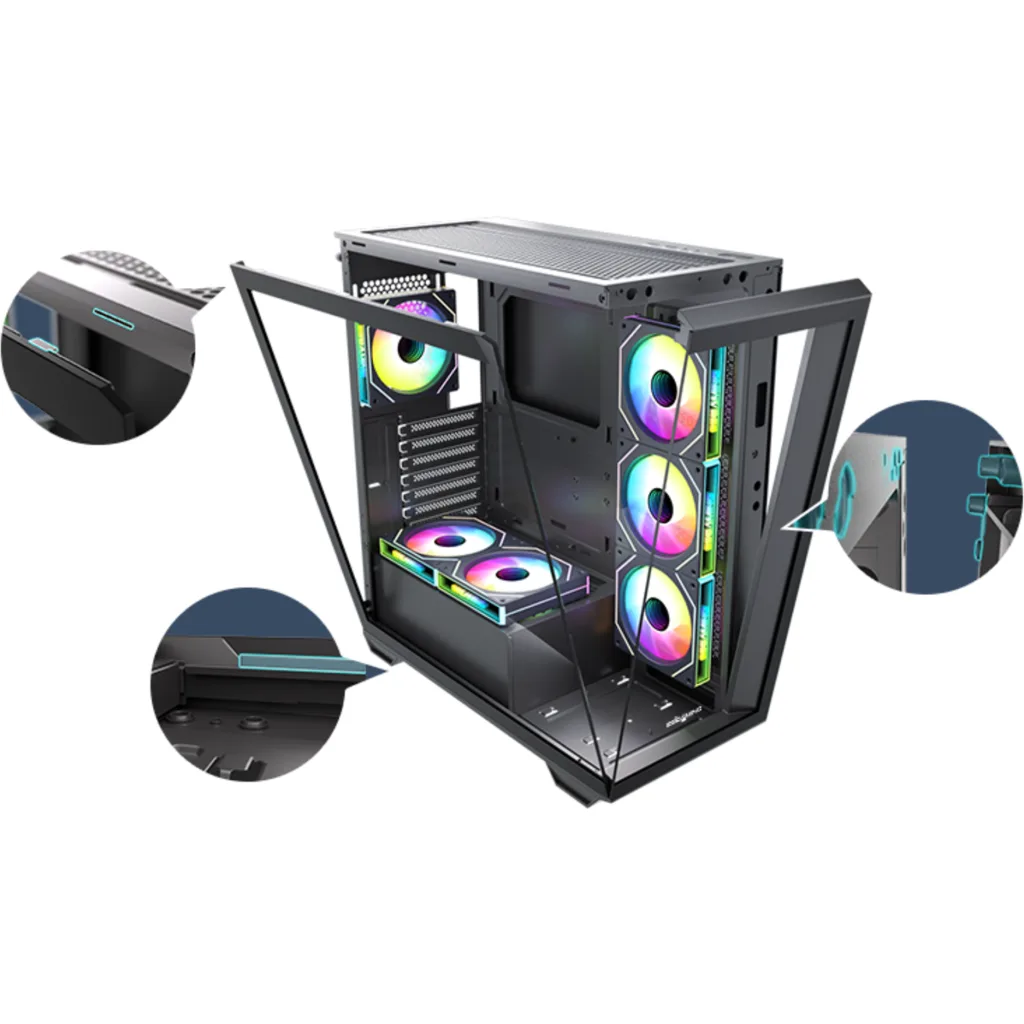 Imagen 15 de Gabinete Gamer EsGaming GILGAMESH 270deg Micro ATX / ITX 6 ARGB Controlado