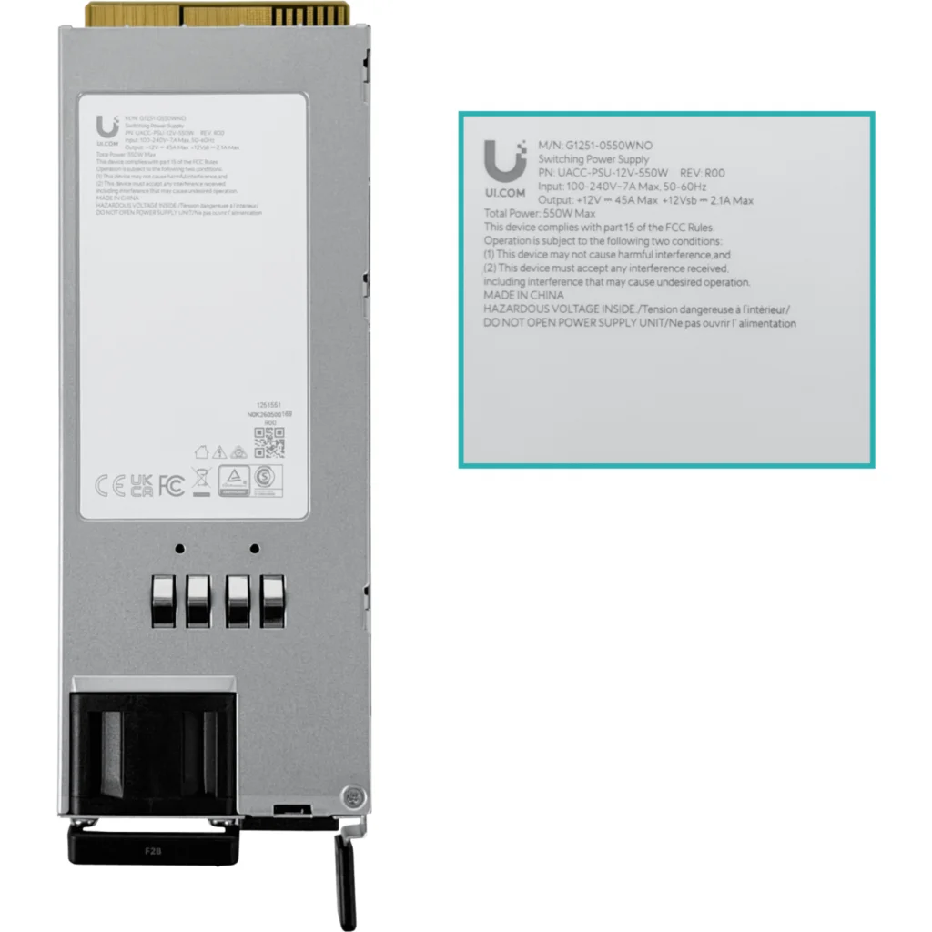Imagen 3 de UBIQUITI p/ENVR ECS EF-CORE CK ENAS Fuente Poder 12Vdc 45A 550W 1-C14
