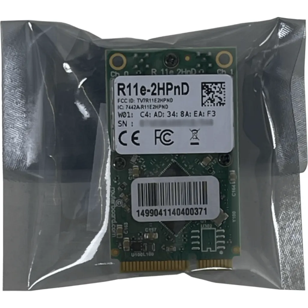 Imagen 2 de Tarjeta miniPCIe Wi-Fi 2.4GHz 802.11b/g/n de alta potencia, dual chain, ideal para enlaces inalámbricos y soluciones RouterBOARD compatibles.