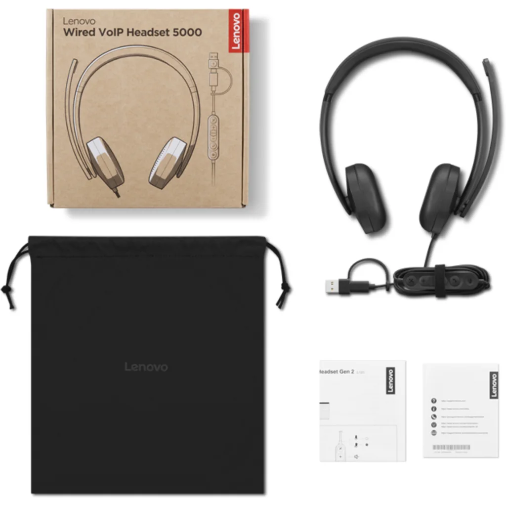 Imagen 8 de Audífonos Alámbricos Lenovo Wired VoIP Headset 5000, para teams