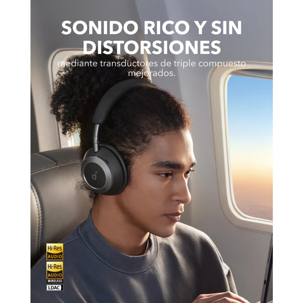Imagen 3 de Audífonos Inalámbricos SoundCore Space One Alta Resolución BT LDAC Color Negro