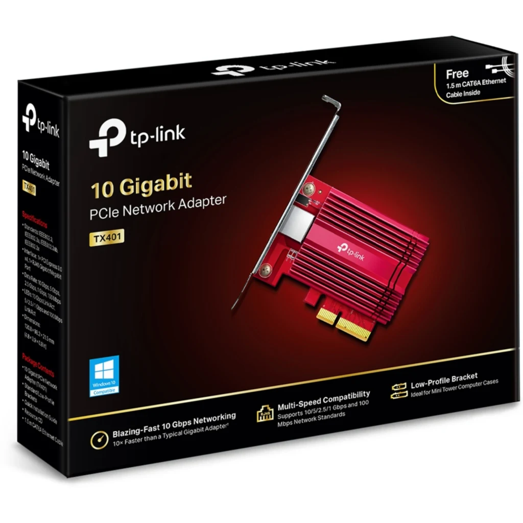 Imagen 3 de Tarjeta de Red Interna TP-Link TX401, PCIe 3.0 x4 1/2.5/5/10GBps Low Profile