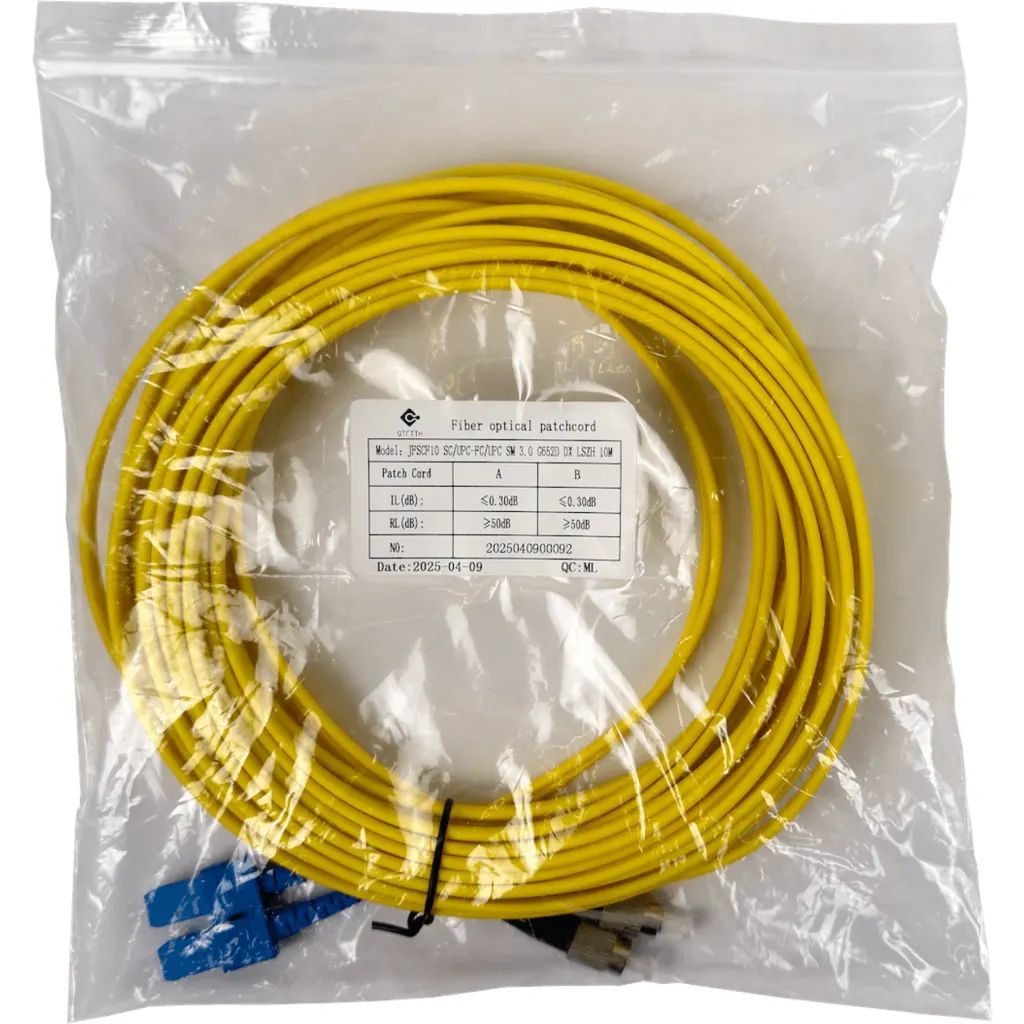 Imagen 1 de 10mt SC-FC MonoModo SM Duplex Jumper Cable Fibra 9/125um 3.0mm