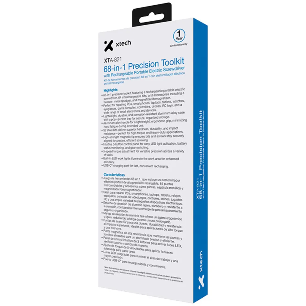 Imagen 10 de Xtech - 68-in-1 High-Precision Screwdriver Kit - Rechargeable Electric XTA-821
