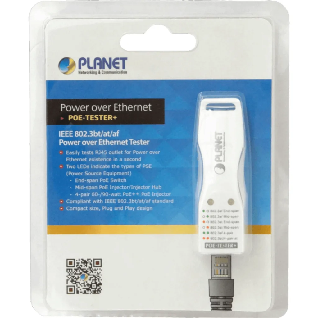 Imagen 2 de PLANET Probador Tester PoE++ af/at Indicador MID-SPAN END-SPAN 1-RJ45
