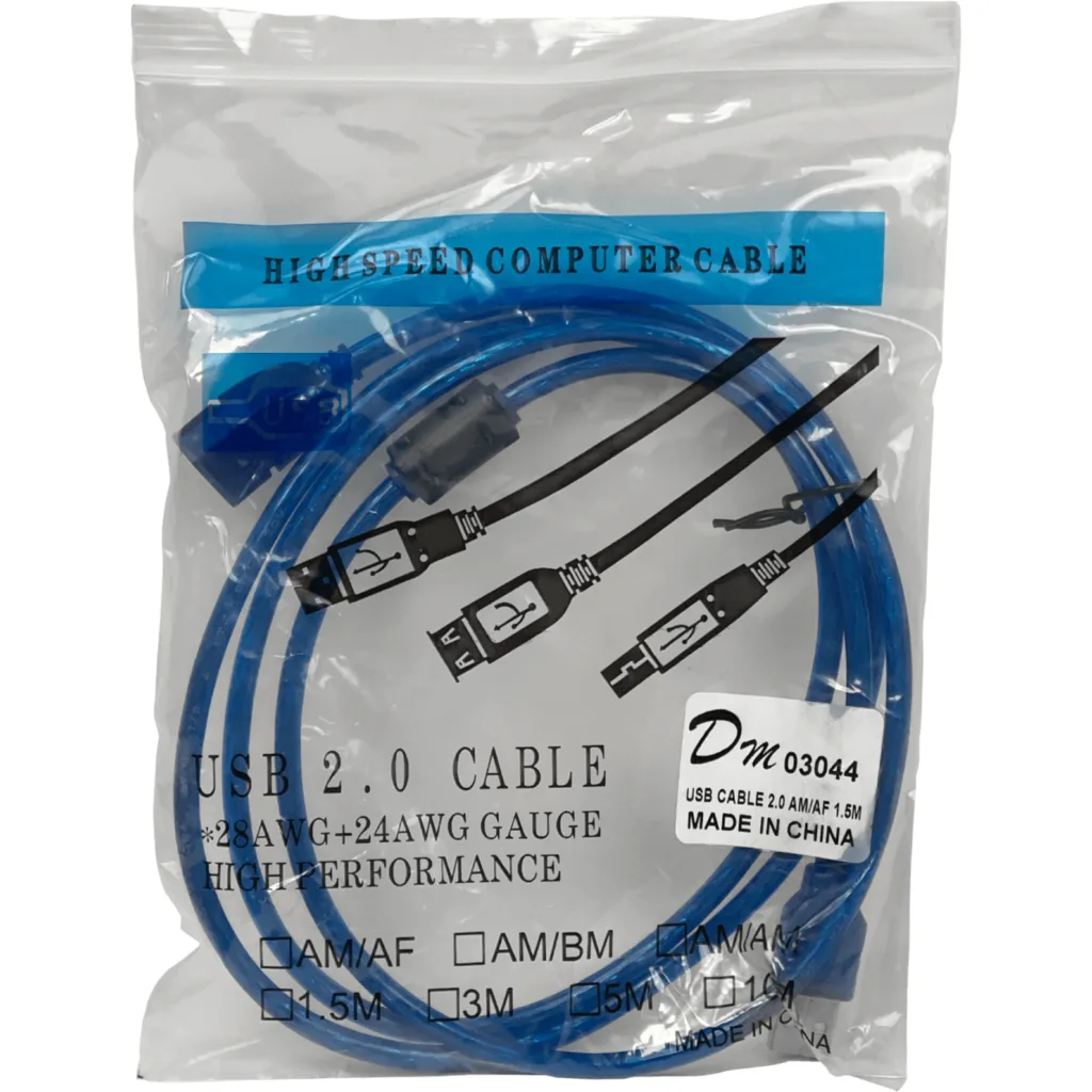 Cable Extensión USB 2.0 Tipo-A Macho a Hembra Pasivo Longitud 1.5mts Color Azul