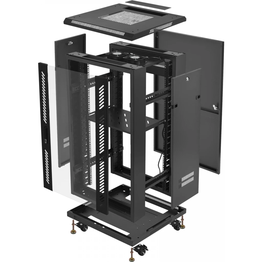 Imagen 4 de LINKMADE Desarmado 22U Vidrio 60cm-Fondo Rack Ventilador PDU 3-Cajas