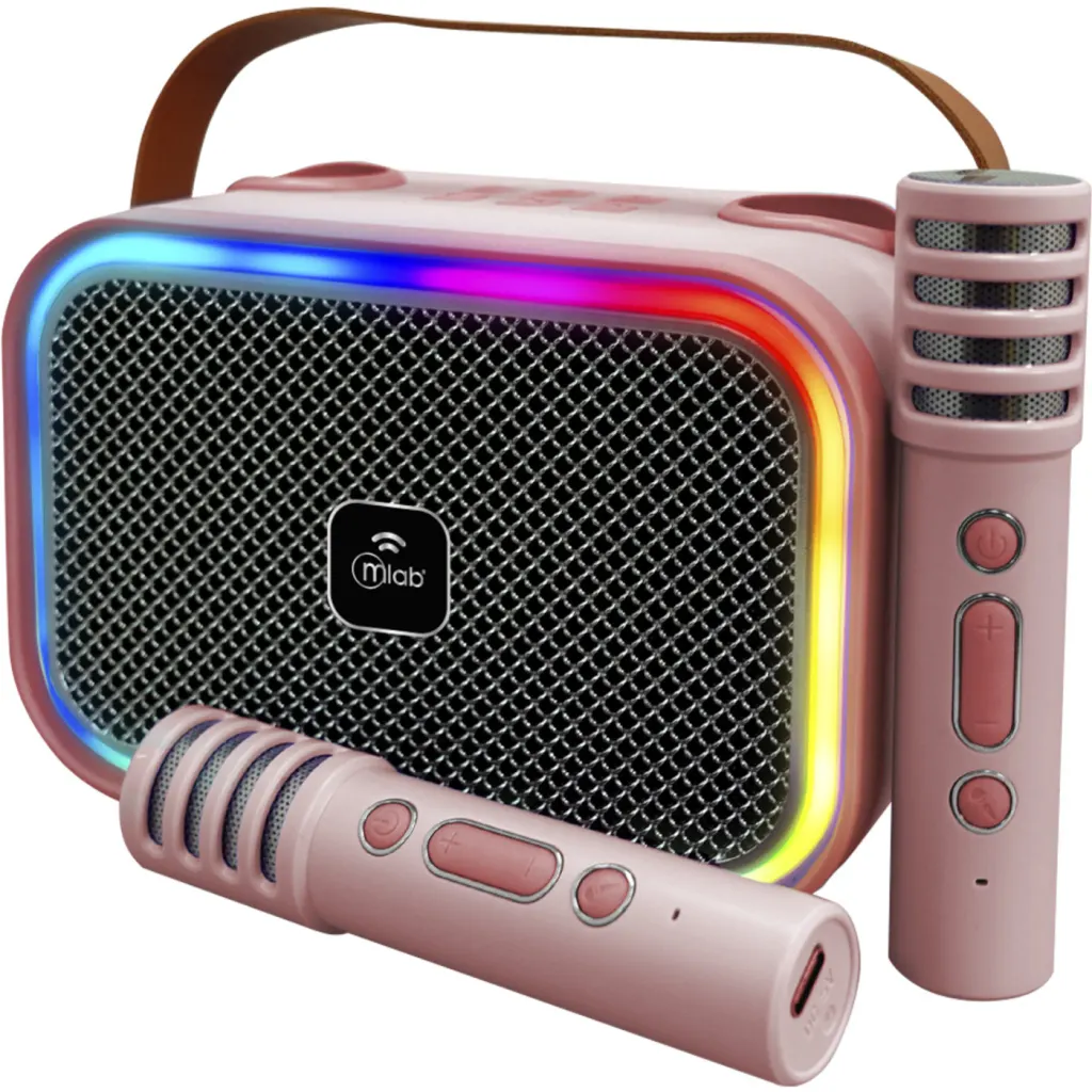 MLAB KARAOKE MY LiL VOICE LUZ RGB 2 MICROFONOS INALAMBRICOS PINK