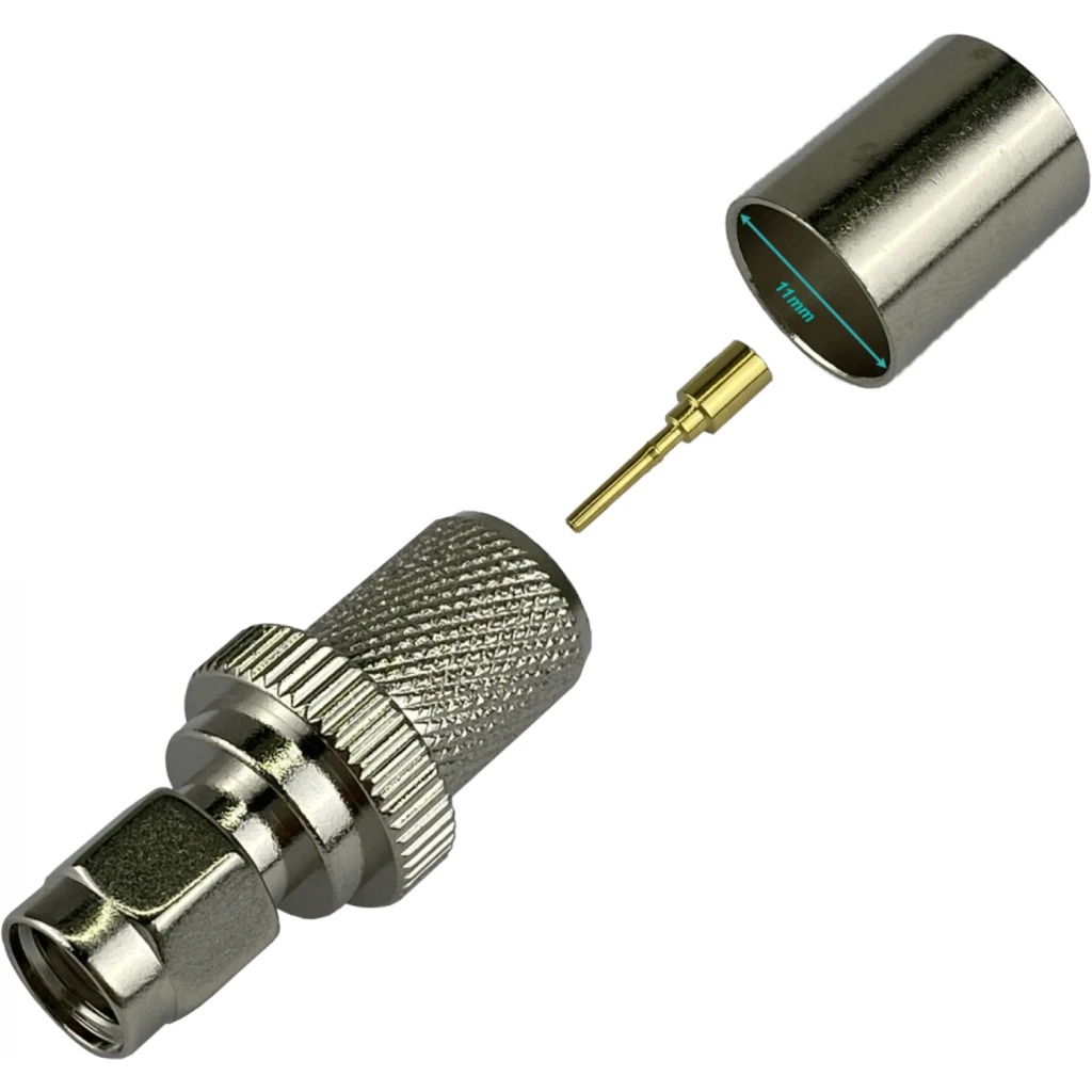 RPSMA-Macho Crimpeable CA400 LMR400 Conector Coaxial Serie-400