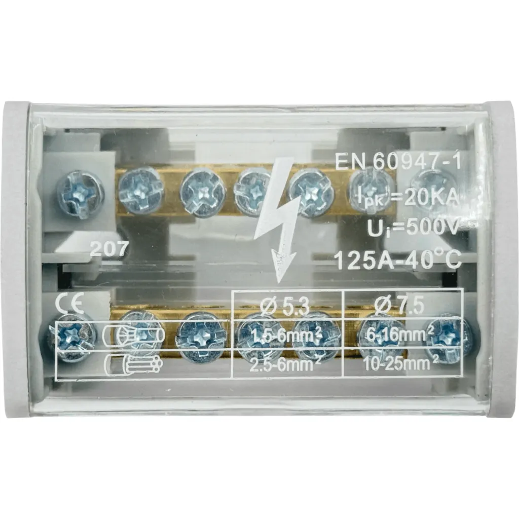 Imagen 4 de 2x7-Polos Repartidor Bipolar 125A 40oC 500V 1,5-25mm2