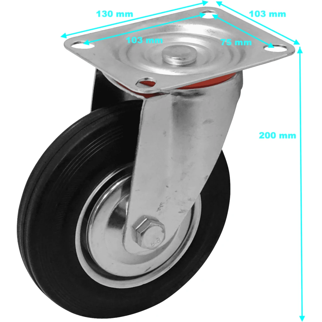 Imagen 2 de Rueda 6-pulgadas Giratoria Negra Soporta-150Kg 103x130x200