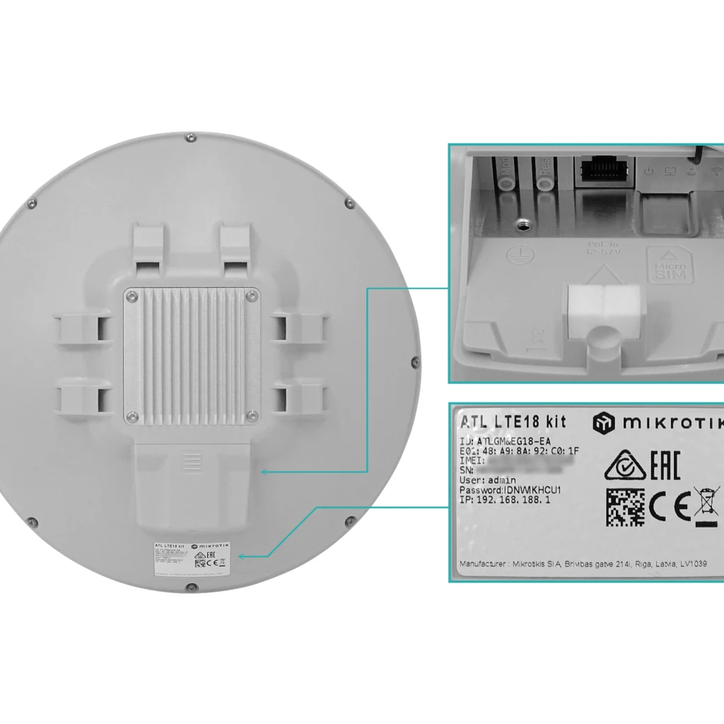 Imagen 2 de MIKROTIK 1-1000 CAT18 6-Antenas 9-bandas 1200/150Mbps L3 inc24V 315mm