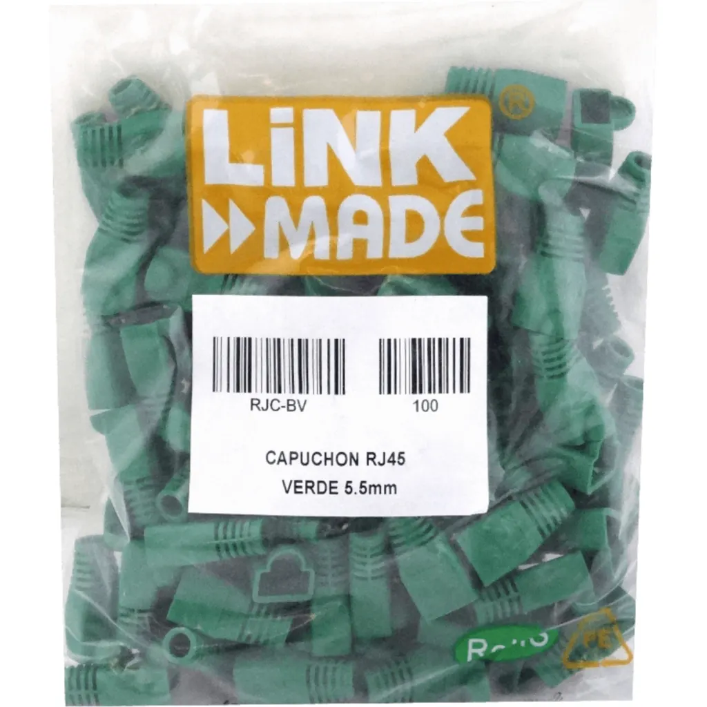 BOLSA 100 CAPUCHONES para  RJ45 COLOR VERDE - RJC-BV