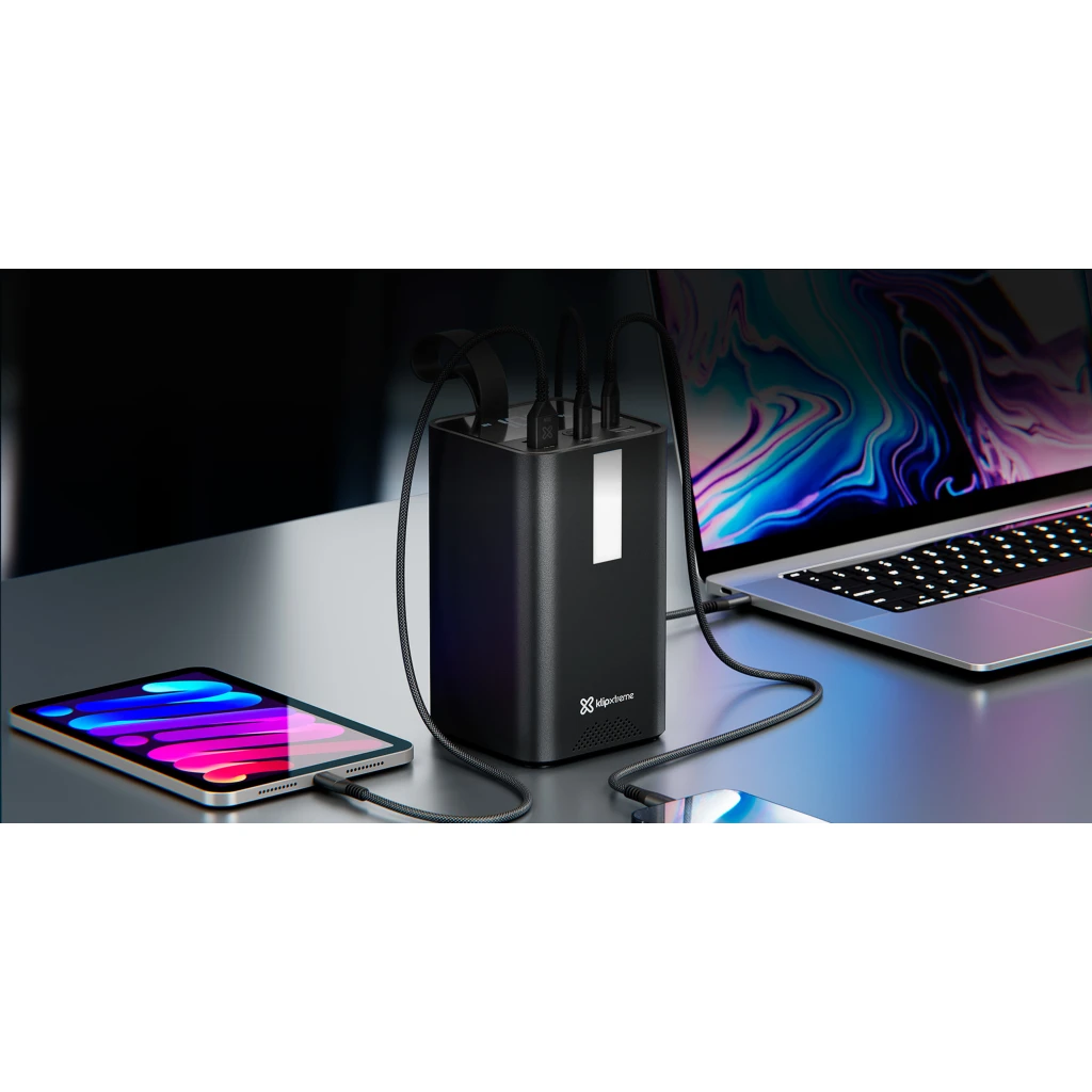 Imagen 4 de Klip Xtreme - Power bank - 24 pin USB-C - 2 x 4 pin USB Type A / 3 x 24 pin USB-C - Lithium polymer - Para Universal - 100W 50.000mAh