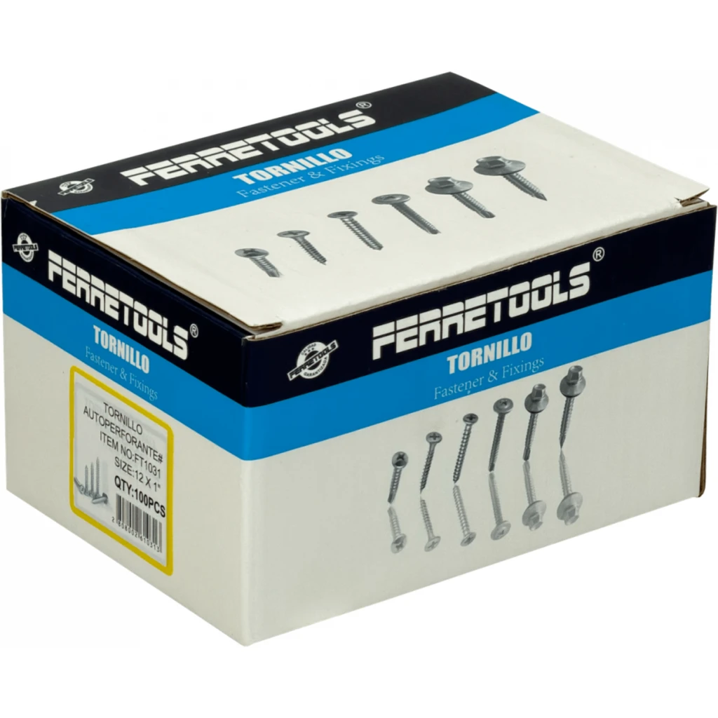 Imagen 1 de Hexagonal-8mm 100u. 12x1 Largo-25mm Zn Tornillo Autoperforante 1,0p