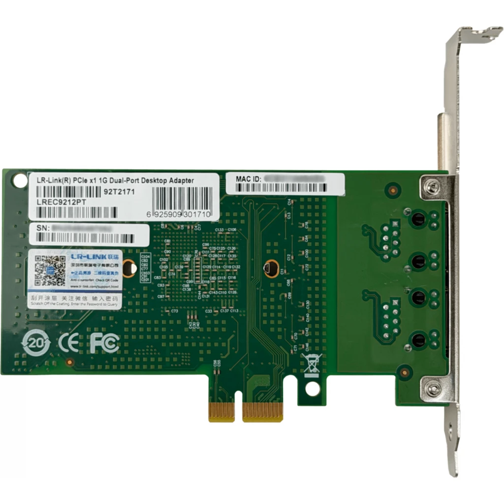 Imagen 2 de LRLINK NIC 2-1000 PCIe-x1 Tarjeta Servidor Dual-Gigabit Intel-82575