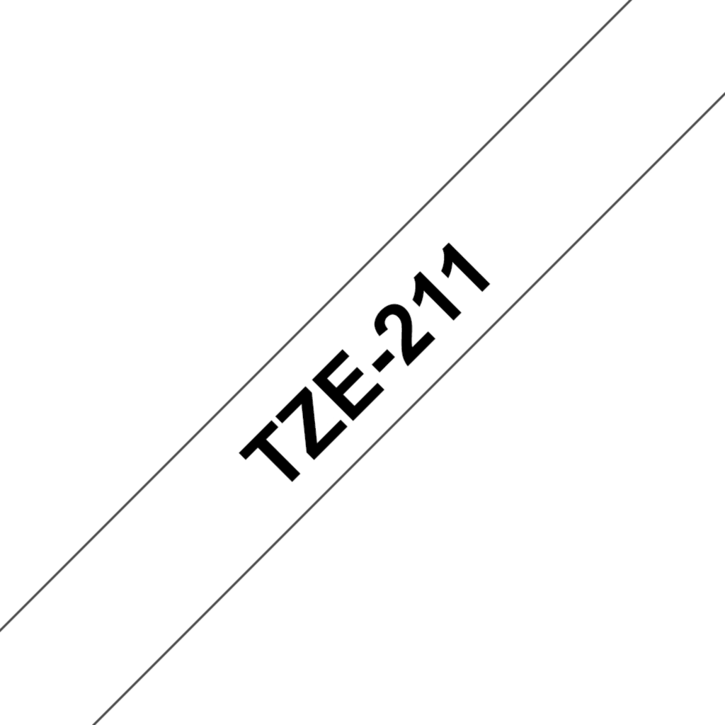 CINTA BROTHER TZE-211 6mm Black on white tape
