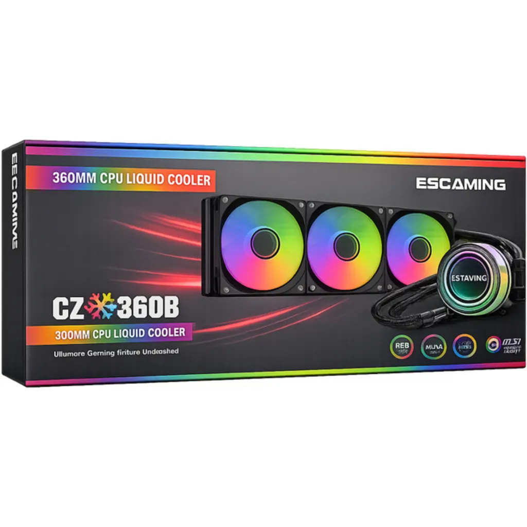 Imagen 1 de VENTILADOR CPU WATER COOLER CZ-360B-BK ARGB 360 ESGAMING