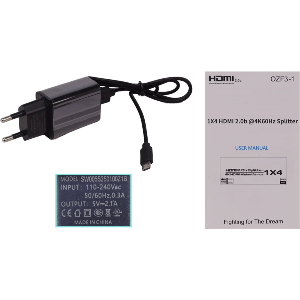 Imagen 2 de Splitter 1x4 HDMI 4K 60Hz 1-in 4-out 2.0 inc-5V-2.1A