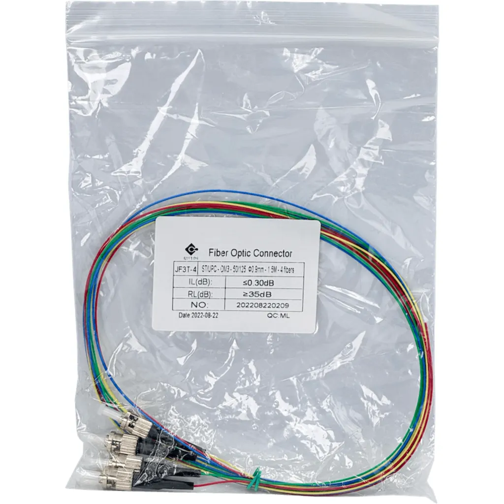 ST/UPC OM3 Multimodo 1,5mt 4-Unidades Pigtail 50/125um 0,9mm 150cm