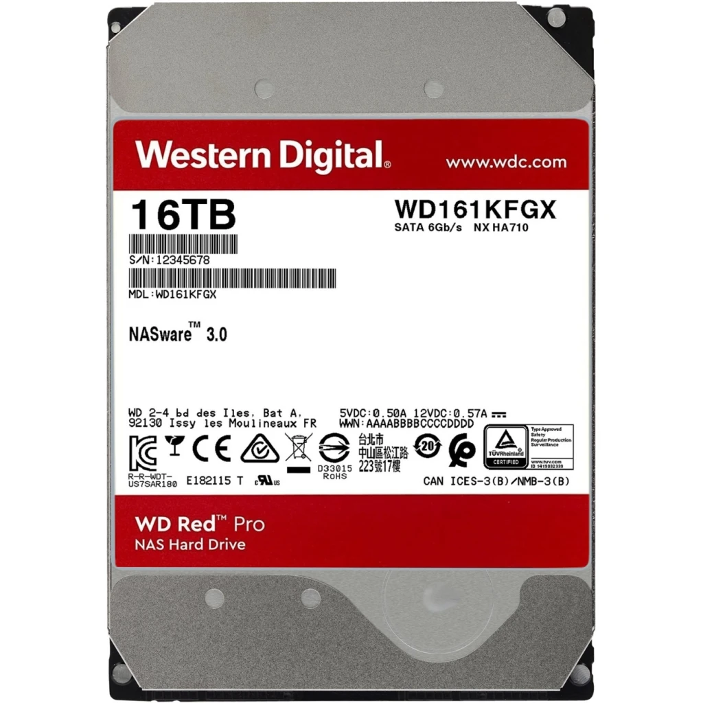 Disco Duro Western Digital Red Pro 16TB 3.5"" 7200RPM SATA III 512MB /para NAS