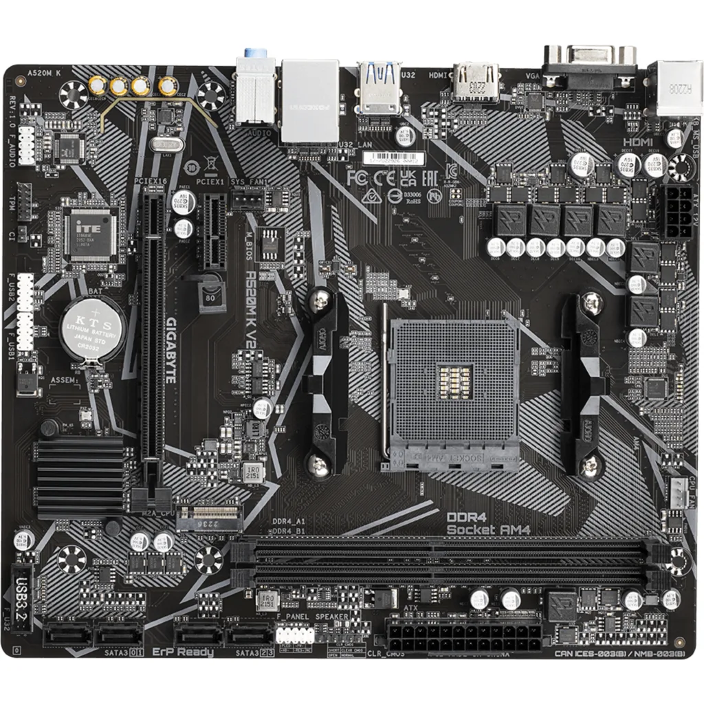 Imagen 3 de Tarjeta Madre Gigabyte A520M K V2 AMD AM4 2*DDR4 M.2 HDMI VGA USB3.2 PS/2