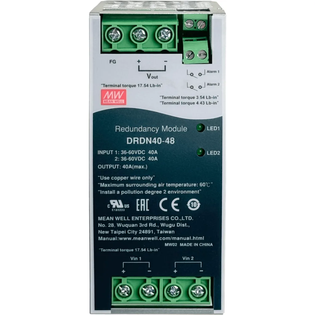 Imagen 4 de MEANWELL 48VDC 40A Modulo de Redundancia Ancho-55mm Riel-DIN 36-60VDC