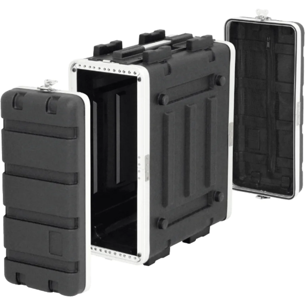 4U/25cm Fondo-42cm Rack Portatil Plastico 2-tapas para Exterior Negro